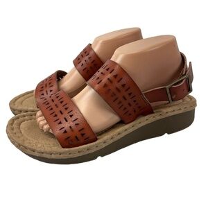 Earth‎ Spirit Sandals Womens 9.5 Brown Perforated Comfort Walking Casual Boho